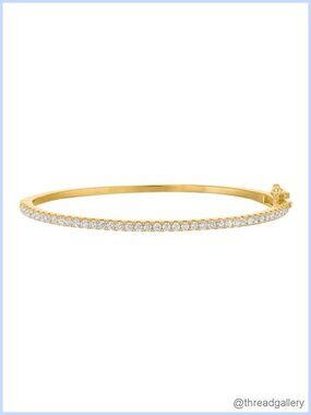Dainty 2mm Plated CZ Bangle Bracelet Women Waterproof